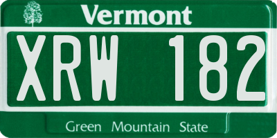 VT license plate XRW182