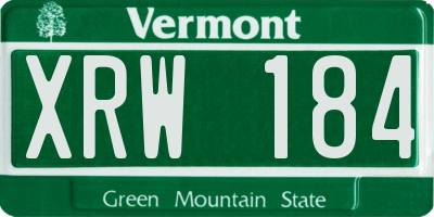 VT license plate XRW184