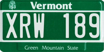 VT license plate XRW189