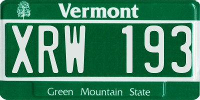VT license plate XRW193