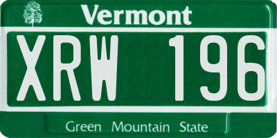 VT license plate XRW196