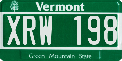 VT license plate XRW198