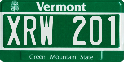 VT license plate XRW201
