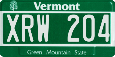VT license plate XRW204