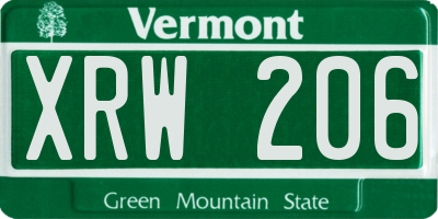 VT license plate XRW206