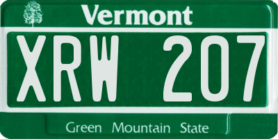 VT license plate XRW207