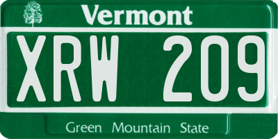 VT license plate XRW209
