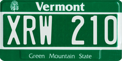 VT license plate XRW210