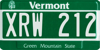 VT license plate XRW212