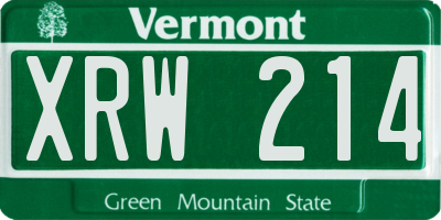 VT license plate XRW214