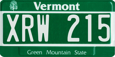 VT license plate XRW215