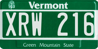 VT license plate XRW216