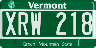 VT license plate XRW218