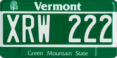 VT license plate XRW222
