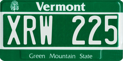 VT license plate XRW225