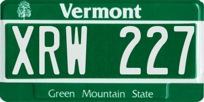 VT license plate XRW227