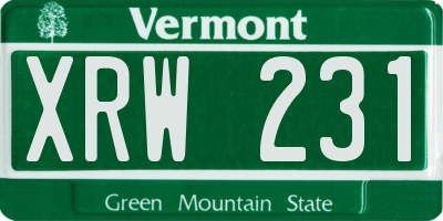 VT license plate XRW231