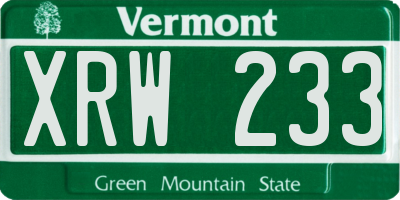 VT license plate XRW233
