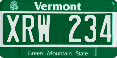VT license plate XRW234