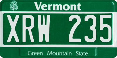 VT license plate XRW235