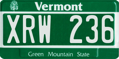 VT license plate XRW236