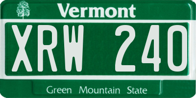 VT license plate XRW240