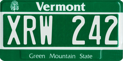 VT license plate XRW242
