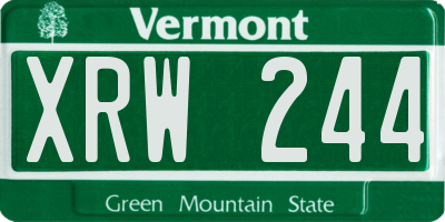 VT license plate XRW244
