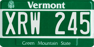 VT license plate XRW245