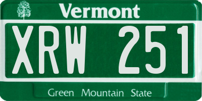 VT license plate XRW251