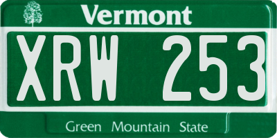 VT license plate XRW253