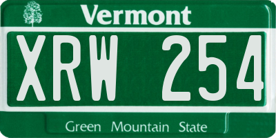 VT license plate XRW254
