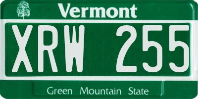 VT license plate XRW255