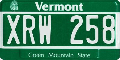 VT license plate XRW258