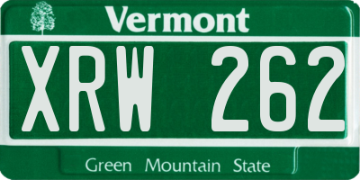 VT license plate XRW262