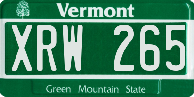 VT license plate XRW265