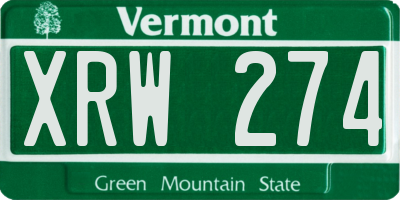 VT license plate XRW274