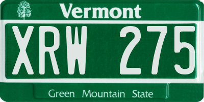 VT license plate XRW275