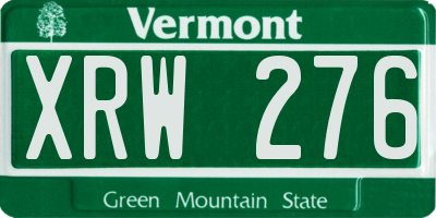 VT license plate XRW276