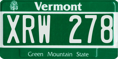 VT license plate XRW278