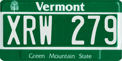 VT license plate XRW279