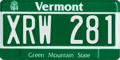 VT license plate XRW281