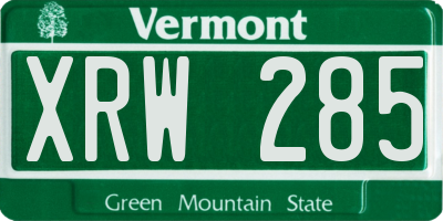 VT license plate XRW285