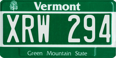 VT license plate XRW294
