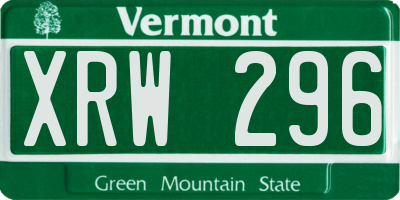 VT license plate XRW296