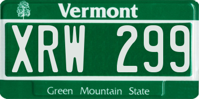 VT license plate XRW299