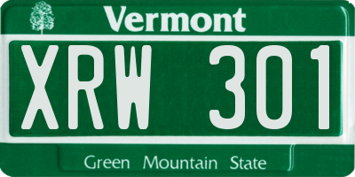 VT license plate XRW301