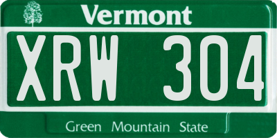 VT license plate XRW304