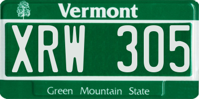 VT license plate XRW305