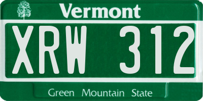 VT license plate XRW312